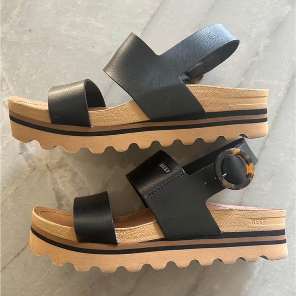 Reef Black and Tan Platform Sandals - Picture 1 of 6